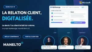Conférence MyManorga au ManelTalk V6 : le portail client B2B de Manorga présenté par Frédéric Hautier, Yann Miclard et Benoit Pype